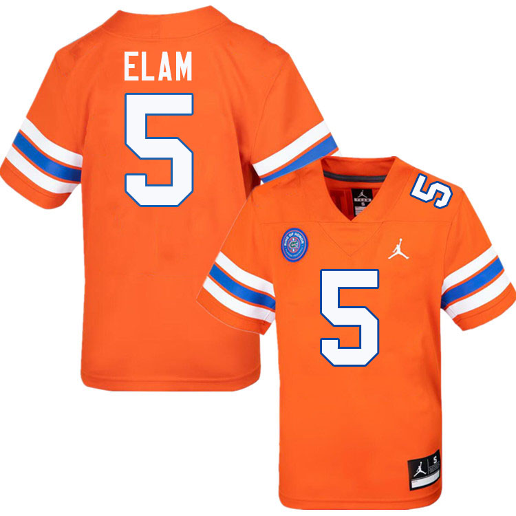 Kaiir Elam Florida Jersey,Florida Gators #5 Kaiir Elam Jersey Youth Uniforms-Throwback Orange